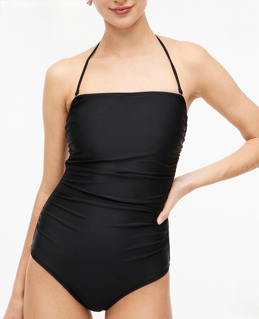 NWT J.Crew Factory Strapless One-Piece Swimsuit Black Size Small